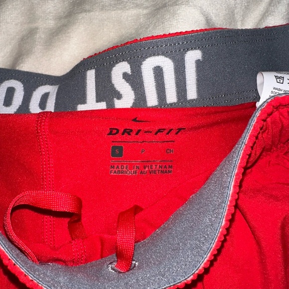 Nike Women's Vibrant Red and White Athletic Shorts - Picture 2 of 4